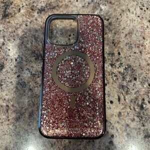 Kate Spade iPhone 14 Pro Max MagSafe Glittery Rose Gold Phone Case